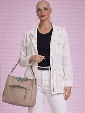 Kate Spade Jackson Medium Pebbled Leather Triple Compartment Hobo Bag in Warm Ve